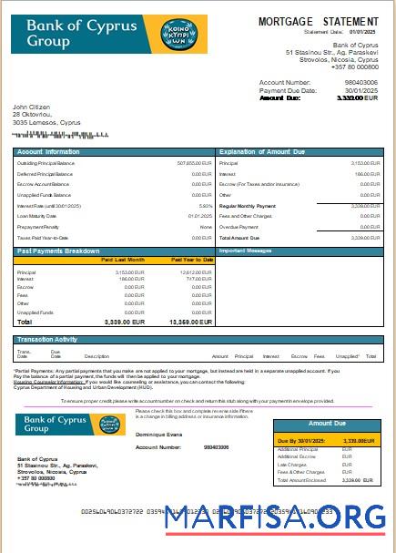 Downloadable Cyprus Bank of Cyprus bank mortgage statement scr download for verification